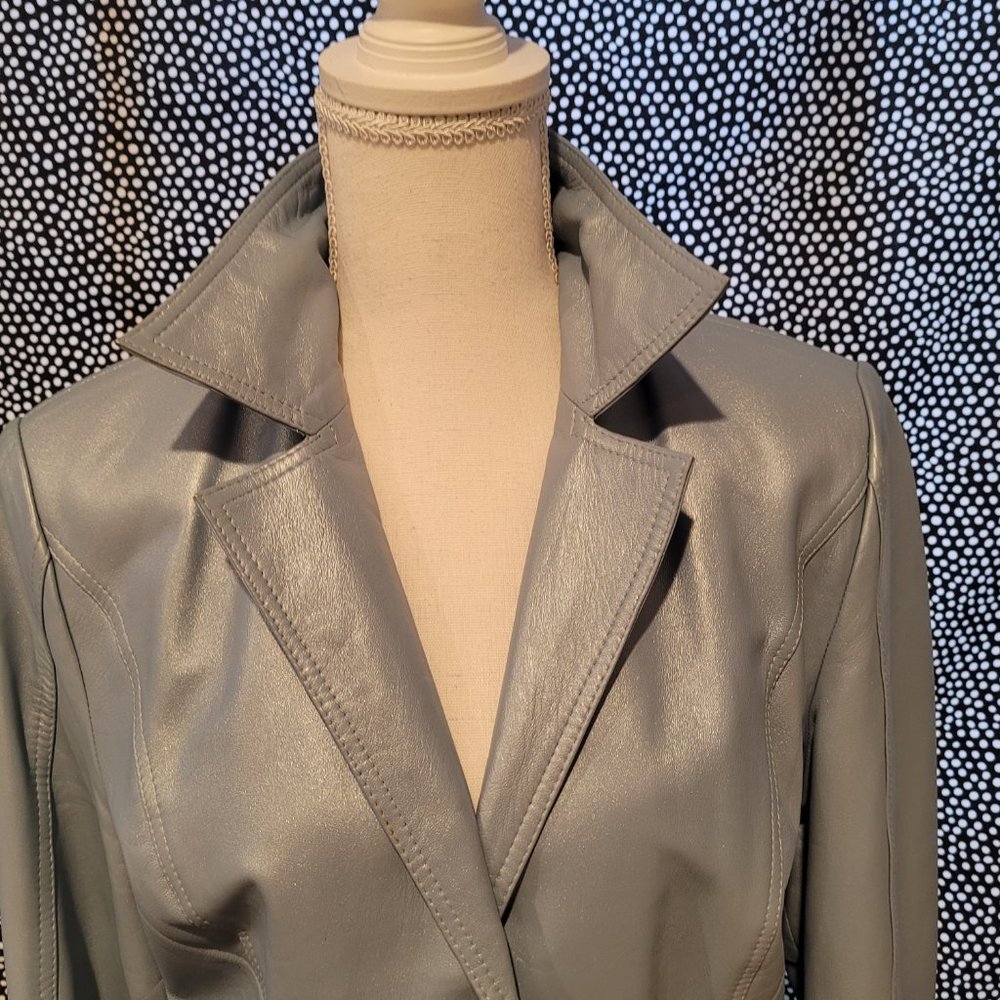 AUSTIN  REED leather jacket size 12  & free scarf - Picture 5 of 13
